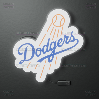 Los Angeles Dodgers 1 Led Light Box MLB Sports Bar Major League Baseball Wall Sign