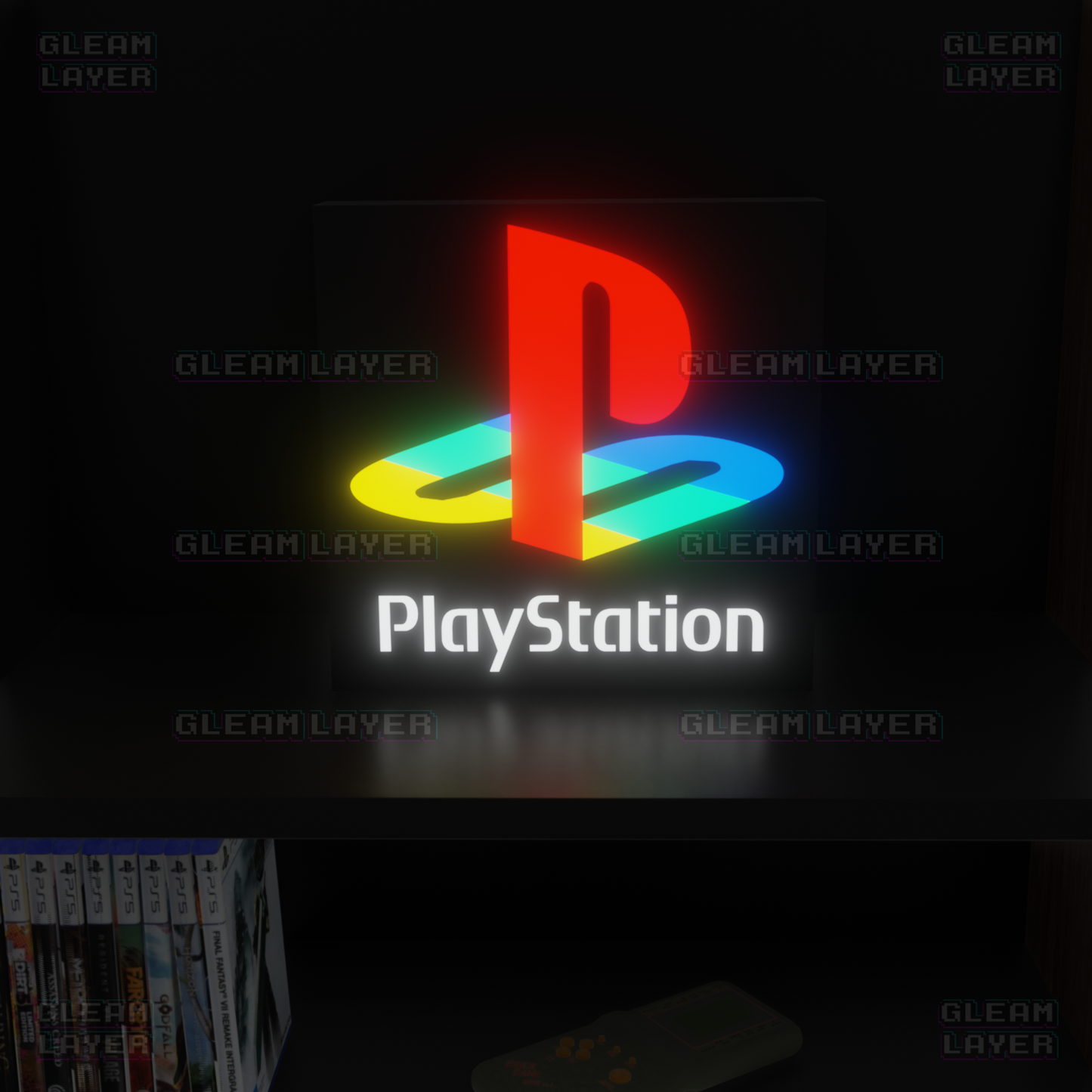 Playstation Retro Black Logo Led Gaming Light Sign