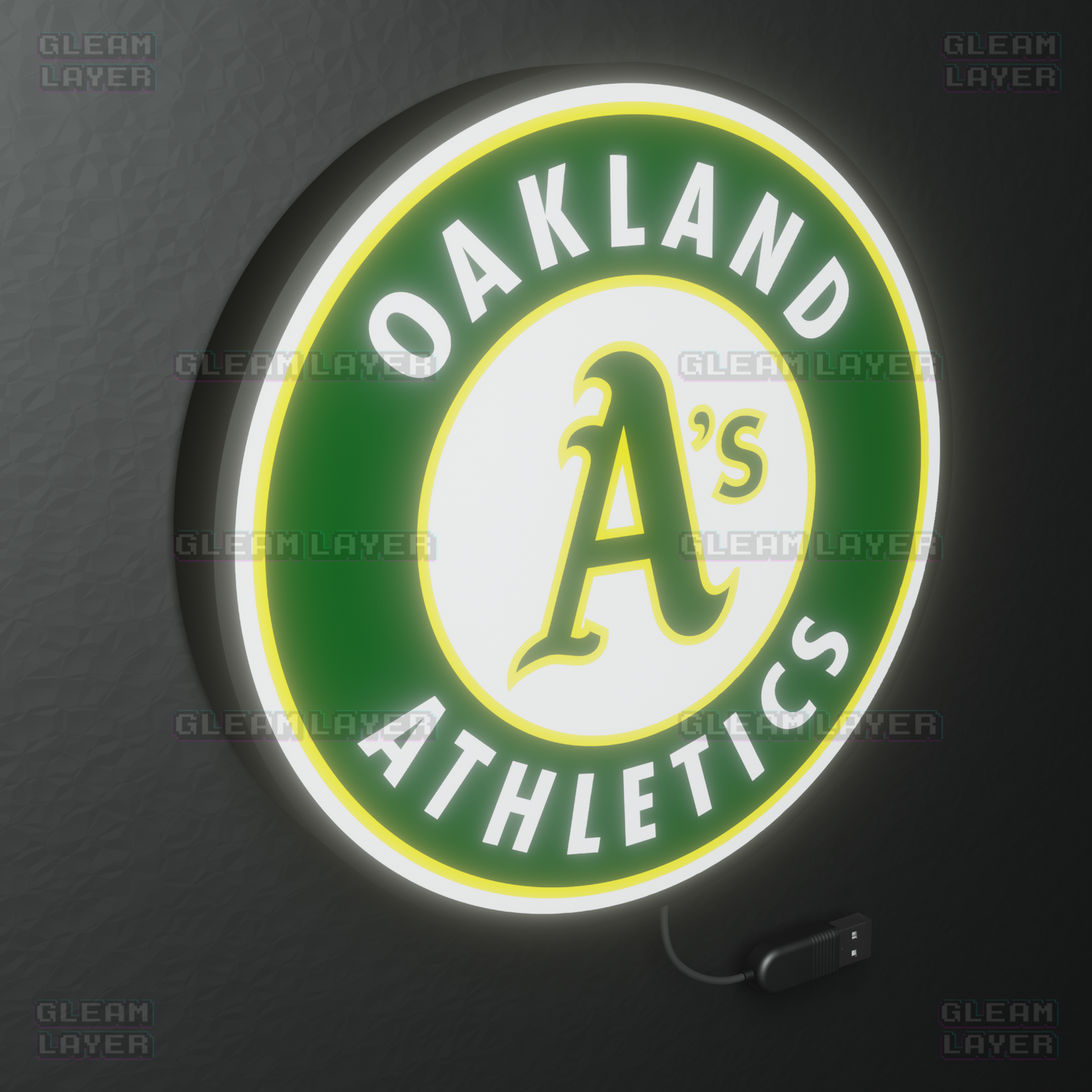 Oakland Athletics Led Light Box MLB Sports Bar Major League Baseball Wall Sign