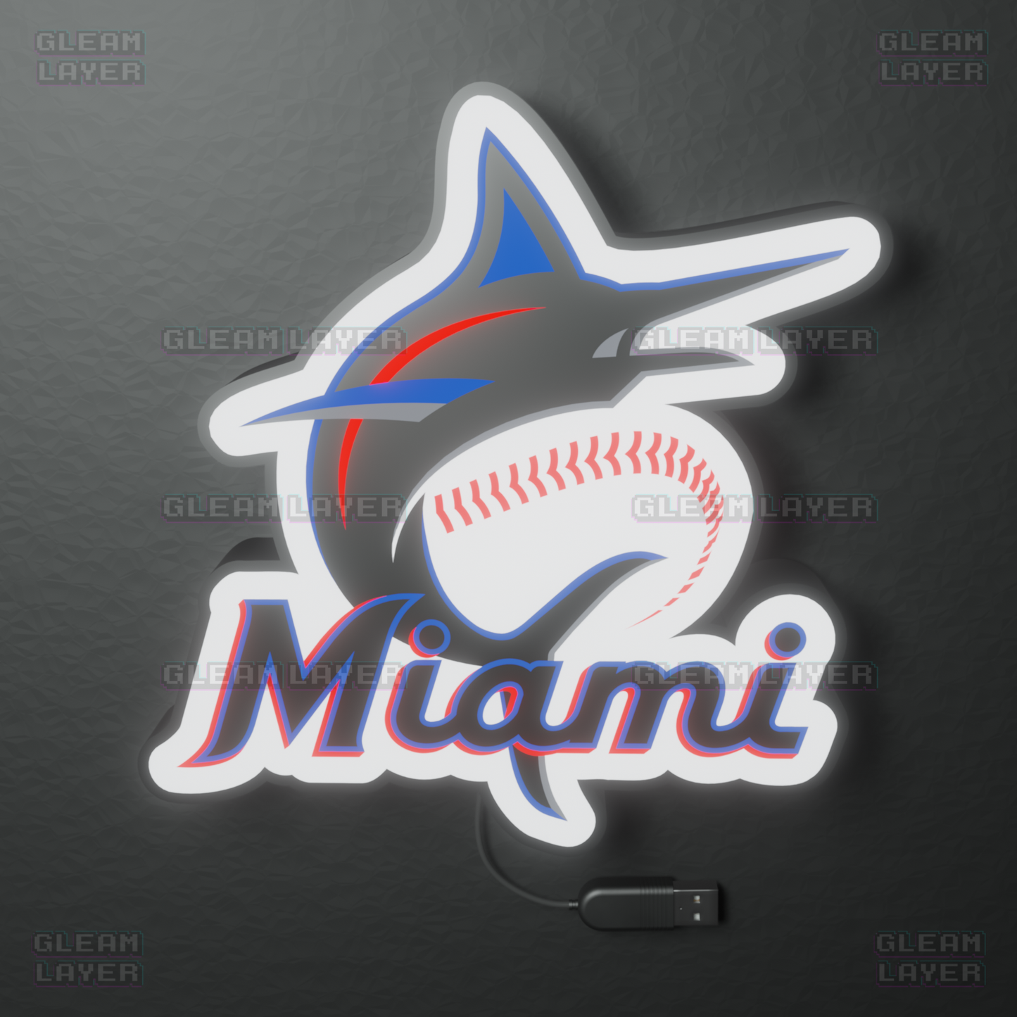 Miami Marlins Led Light Box MLB Sports Bar Major League Baseball Wall Sign