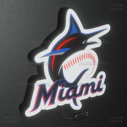 Miami Marlins Led Light Box MLB Sports Bar Major League Baseball Wall Sign