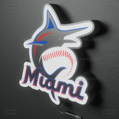 Miami Marlins Led Light Box MLB Sports Bar Major League Baseball Wall Sign