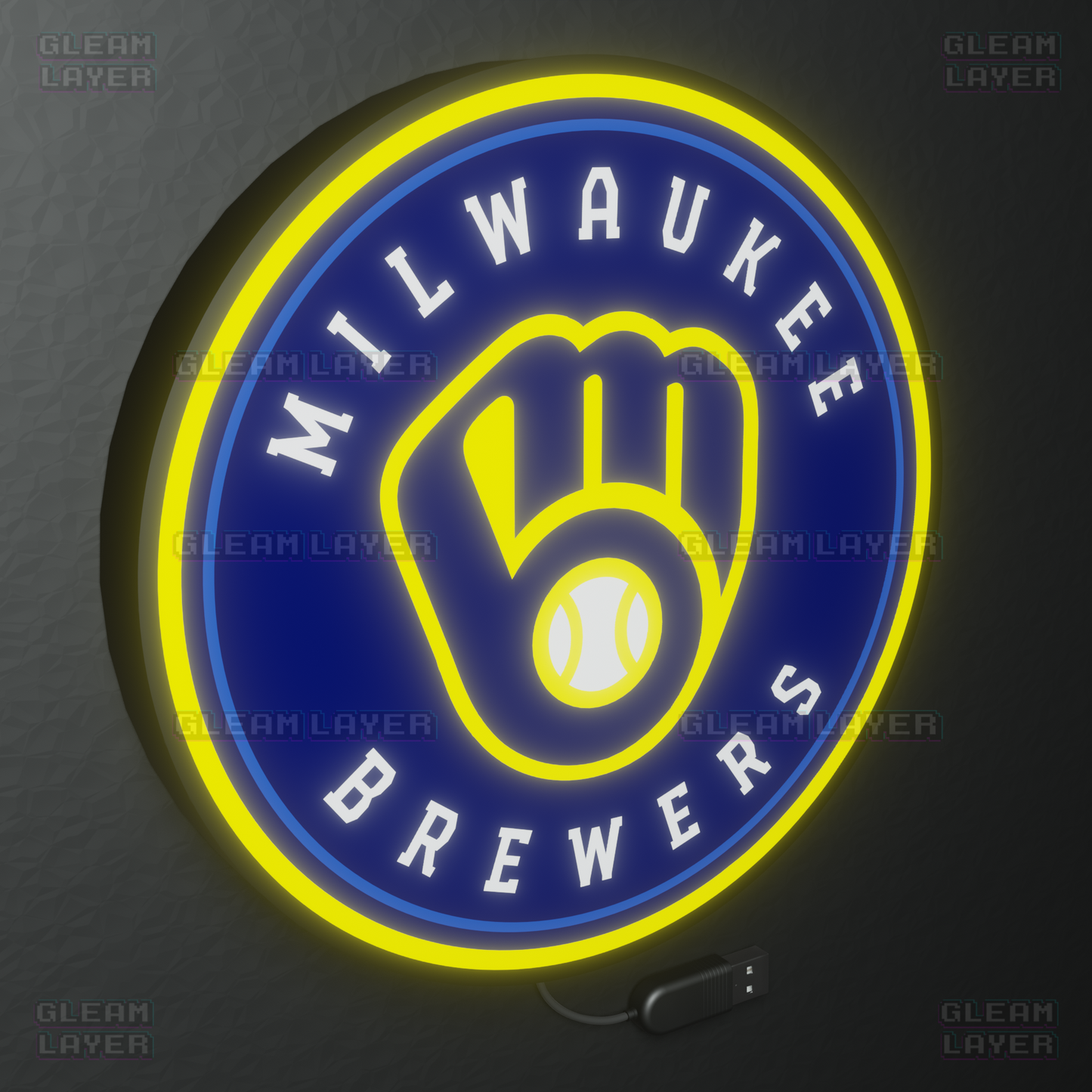 Milwaukee Brewers Led Light Box MLB Sports Bar Major League Baseball Wall Sign