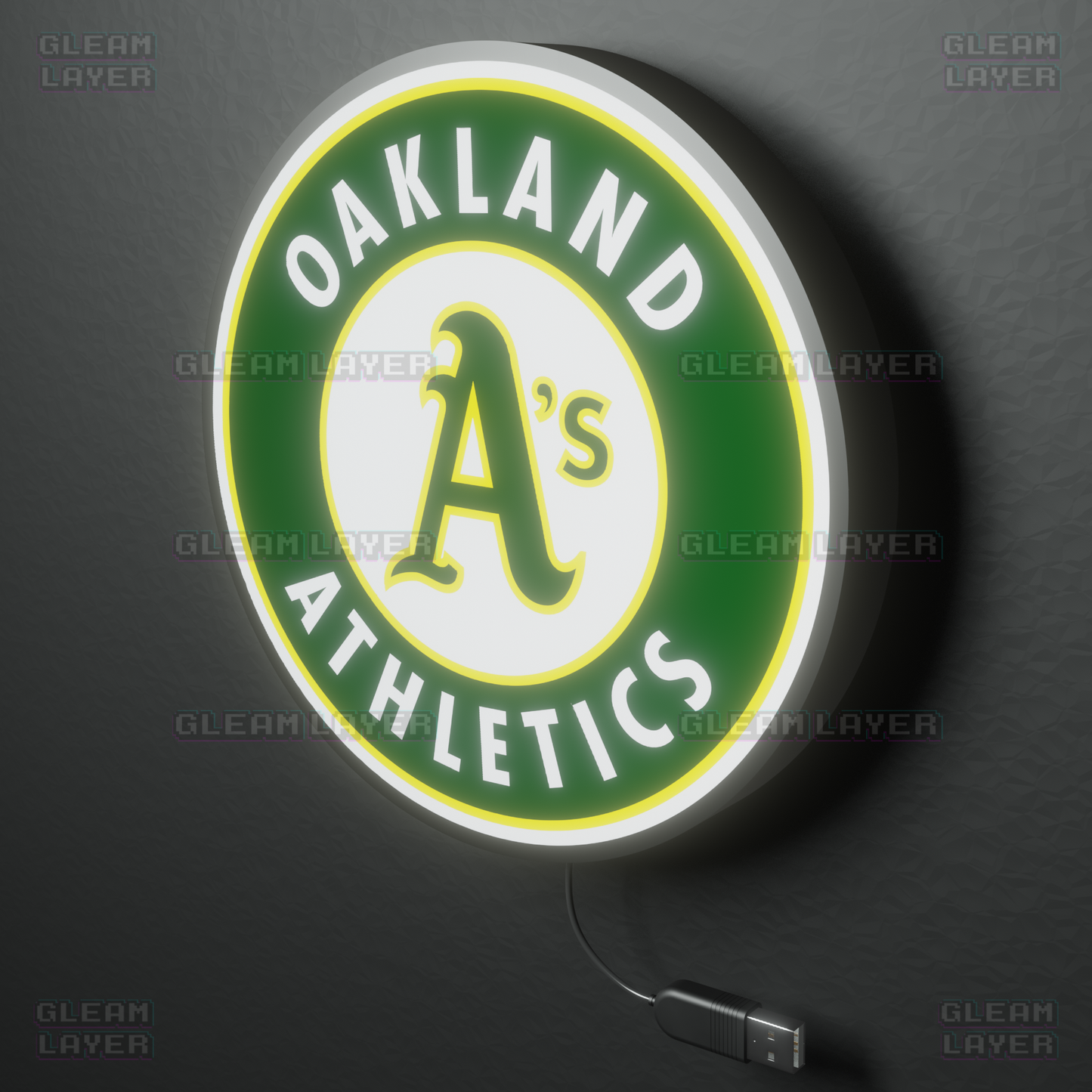 Oakland Athletics Led Light Box MLB Sports Bar Major League Baseball Wall Sign