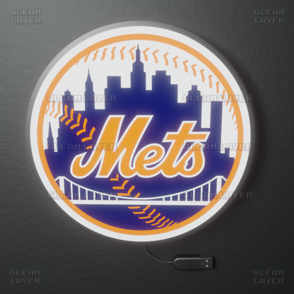 New York Mets Led Light Box MLB Sports Bar Major League Baseball Wall Sign