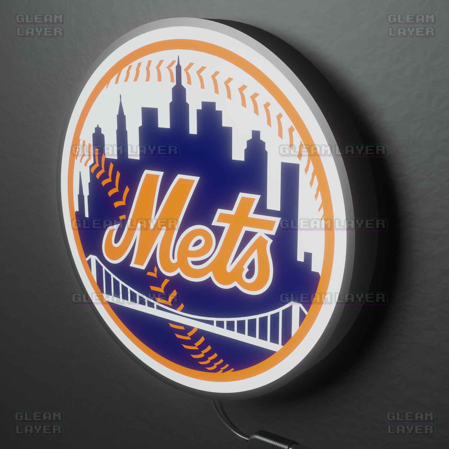 New York Mets Led Light Box MLB Sports Bar Major League Baseball Wall Sign