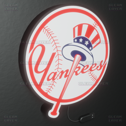 New York Yankees Led Light Box MLB Sports Bar Major League Baseball Wall Sign