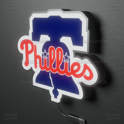 Philadelphia Phillies Led Light Box MLB Sports Bar Major League Baseball Wall Sign