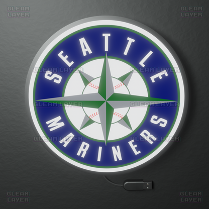 Seattle Mariners Led Light Box MLB Sports Bar Major League Baseball Wall Sign