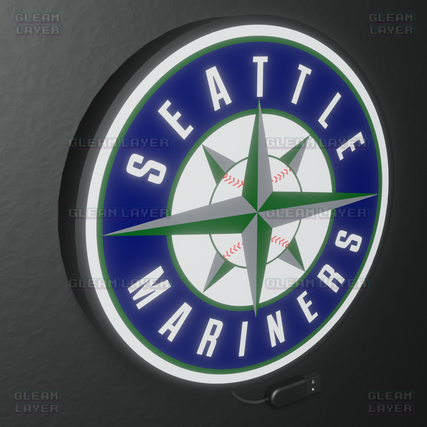 Seattle Mariners Led Light Box MLB Sports Bar Major League Baseball Wall Sign