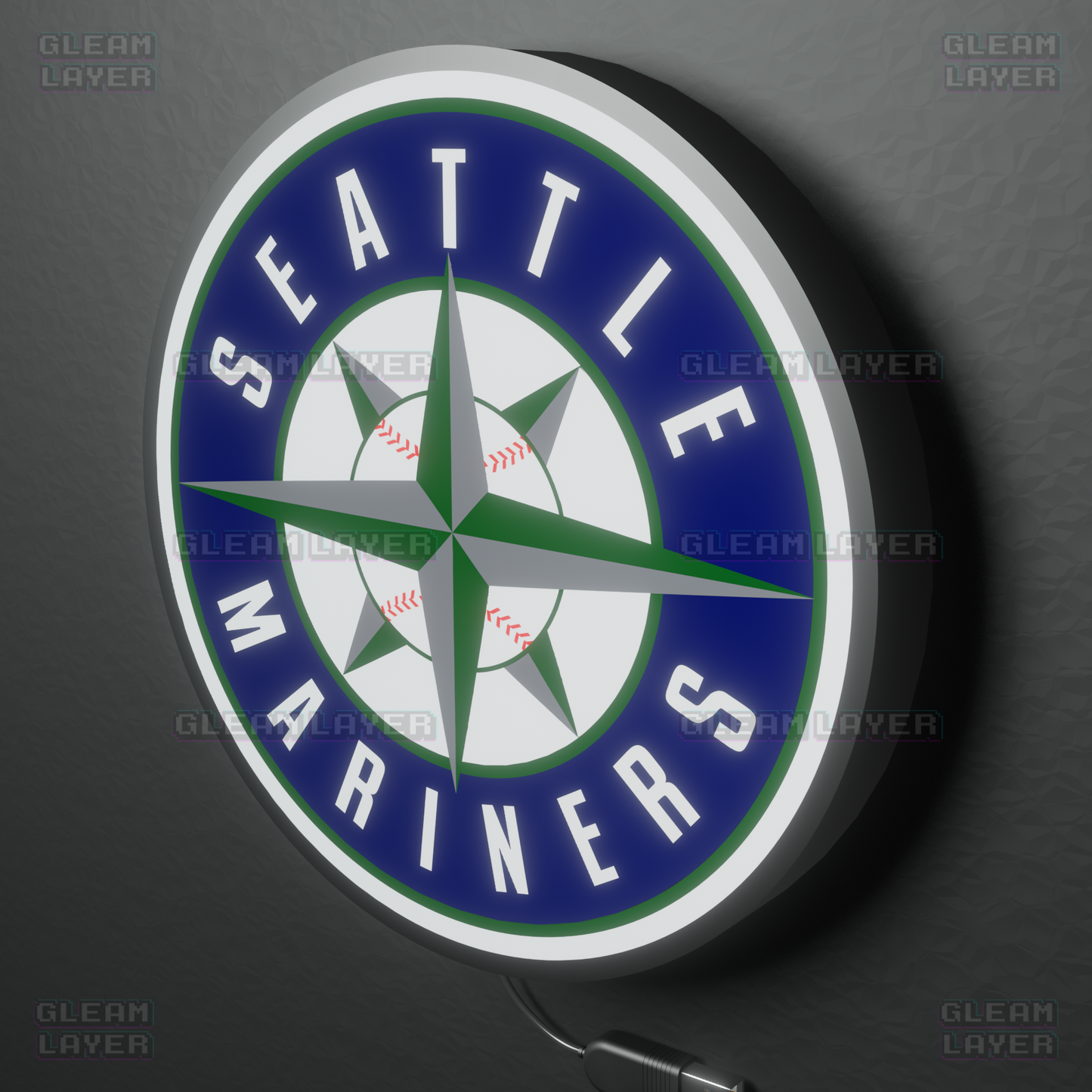 Seattle Mariners Led Light Box MLB Sports Bar Major League Baseball Wall Sign