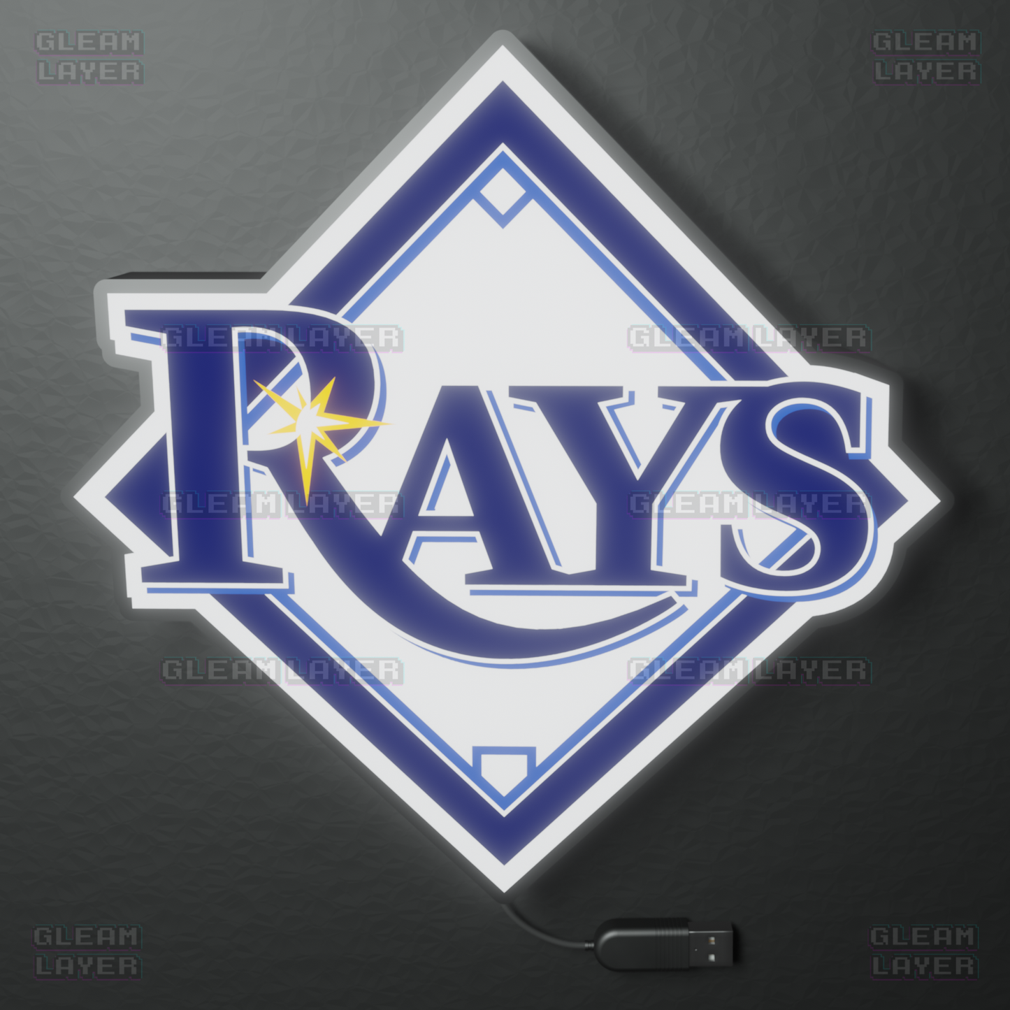 Tampa Bay Rays Led Light Box MLB Sports Bar Major League Baseball Wall Sign