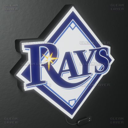 Tampa Bay Rays Led Light Box MLB Sports Bar Major League Baseball Wall Sign