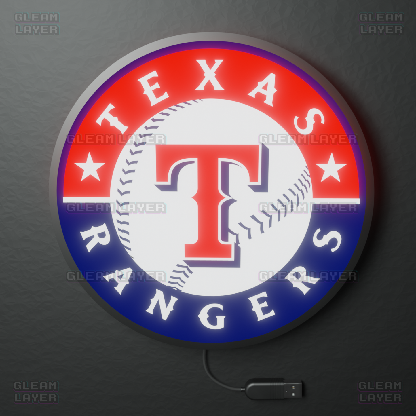 Texas Rangers Led Light Box MLB Sports Bar Major League Baseball Wall Sign