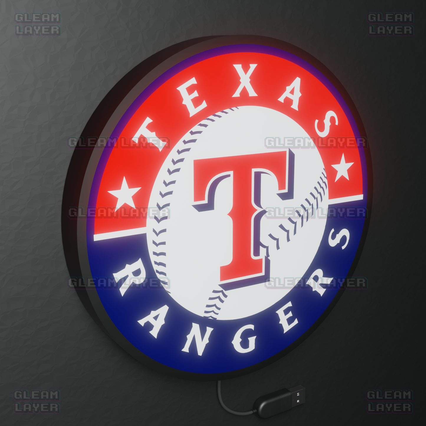 Texas Rangers Led Light Box MLB Sports Bar Major League Baseball Wall Sign