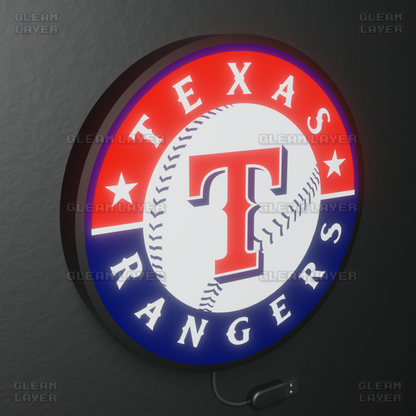 Texas Rangers Led Light Box MLB Sports Bar Major League Baseball Wall Sign