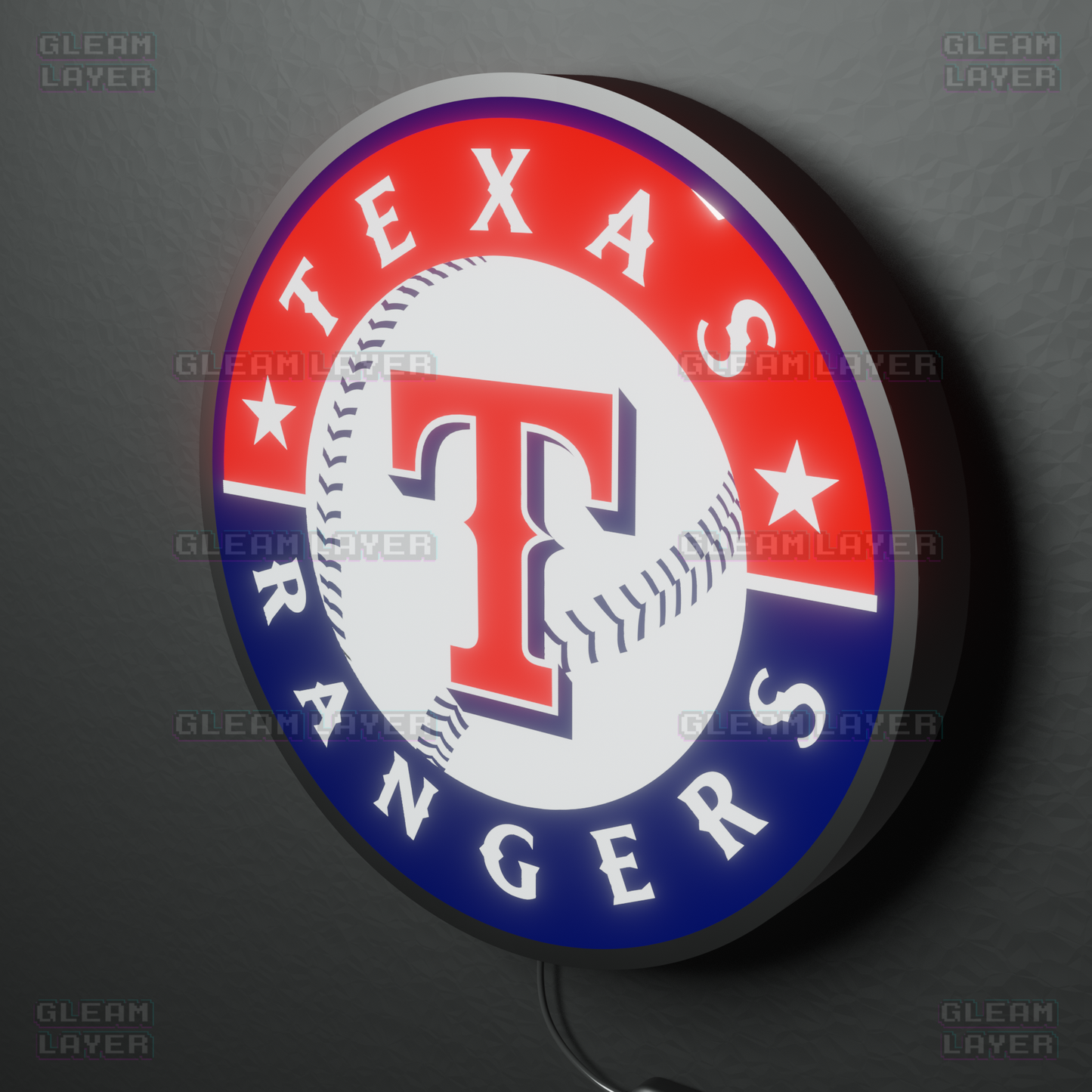 Texas Rangers Led Light Box MLB Sports Bar Major League Baseball Wall Sign