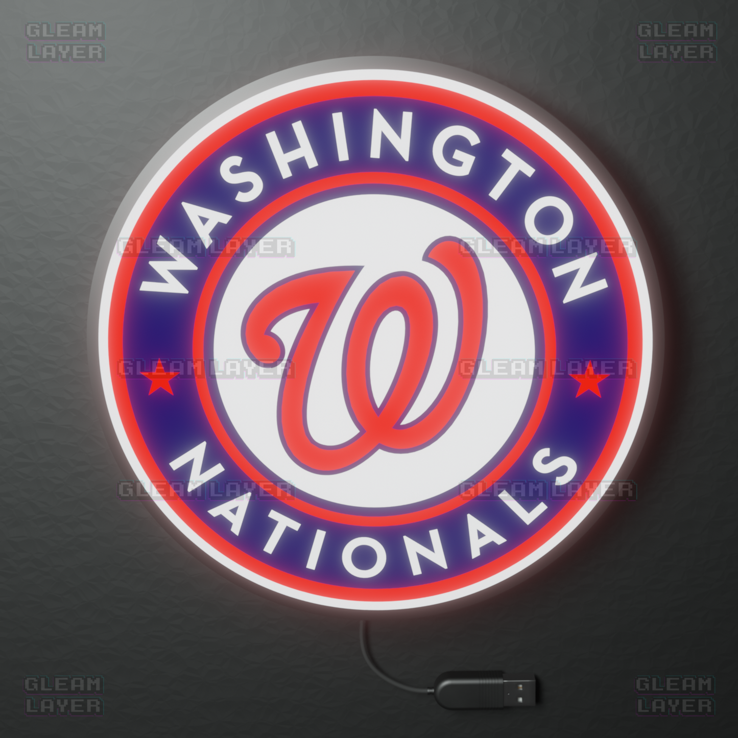 Washington Nationals Led Light Box MLB Sports Bar Major League Baseball Wall Sign