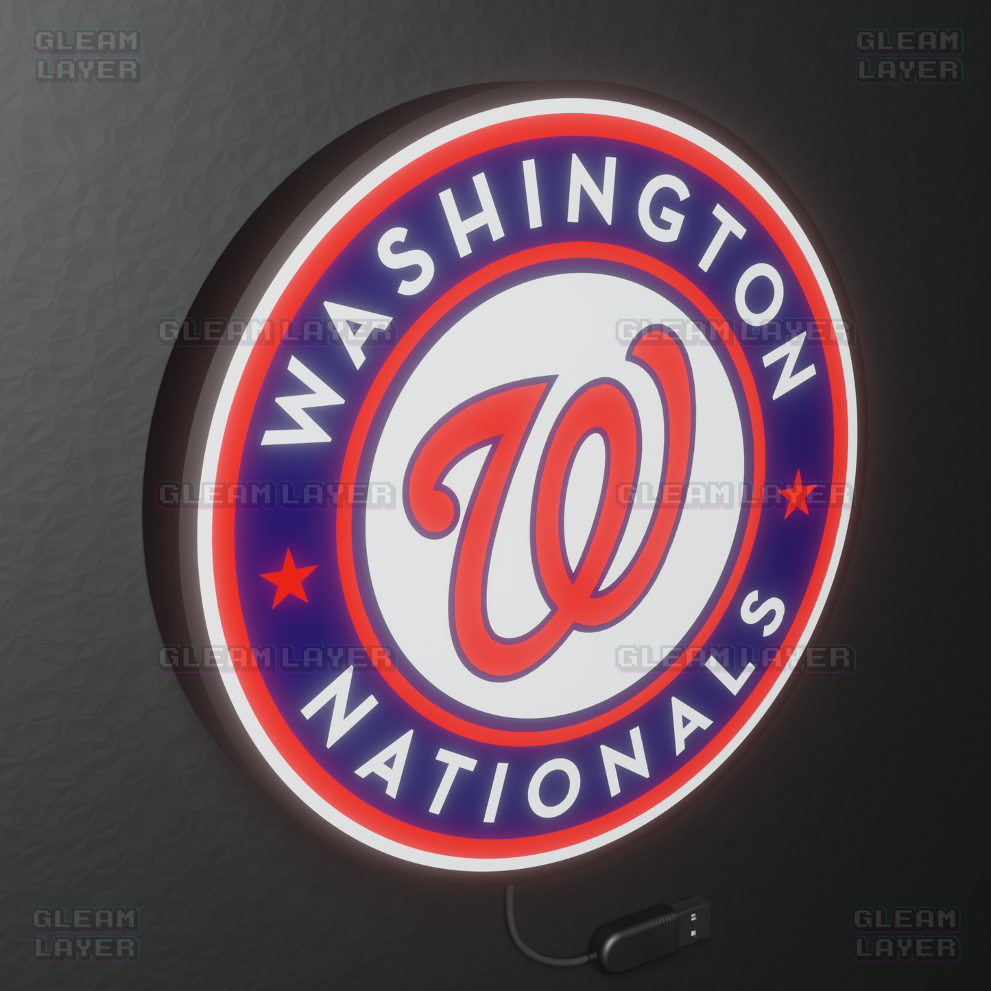 Washington Nationals Led Light Box MLB Sports Bar Major League Baseball Wall Sign