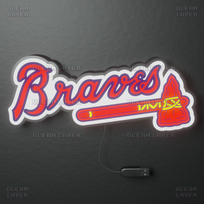 Atlanta Braves Led Light Box MLB Sports Bar Major League Baseball Wall Sign